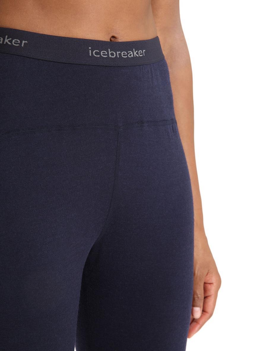 Leggings Icebreaker Merino 200 Sonebula Thermal Femme Bleu Marine Blanche | FR 1535GSOL